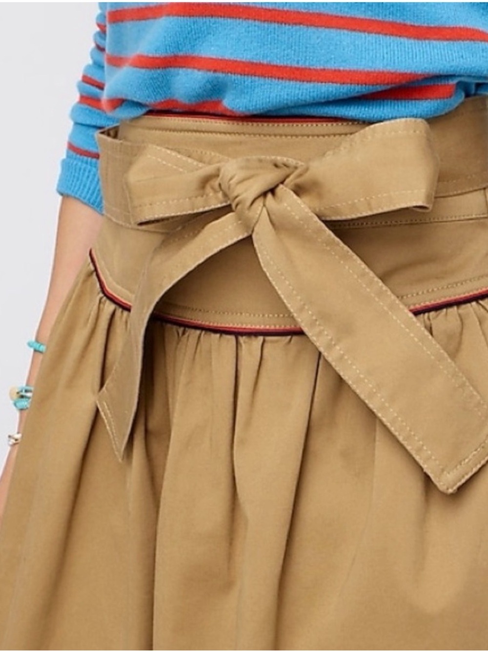 J. Crew Tan Tie-Waist Midi Skirt - Picture 3 of 9